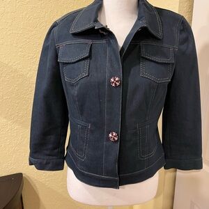 Vintage Worthington Dark Blue Jean Jacket with Decorative Buttons